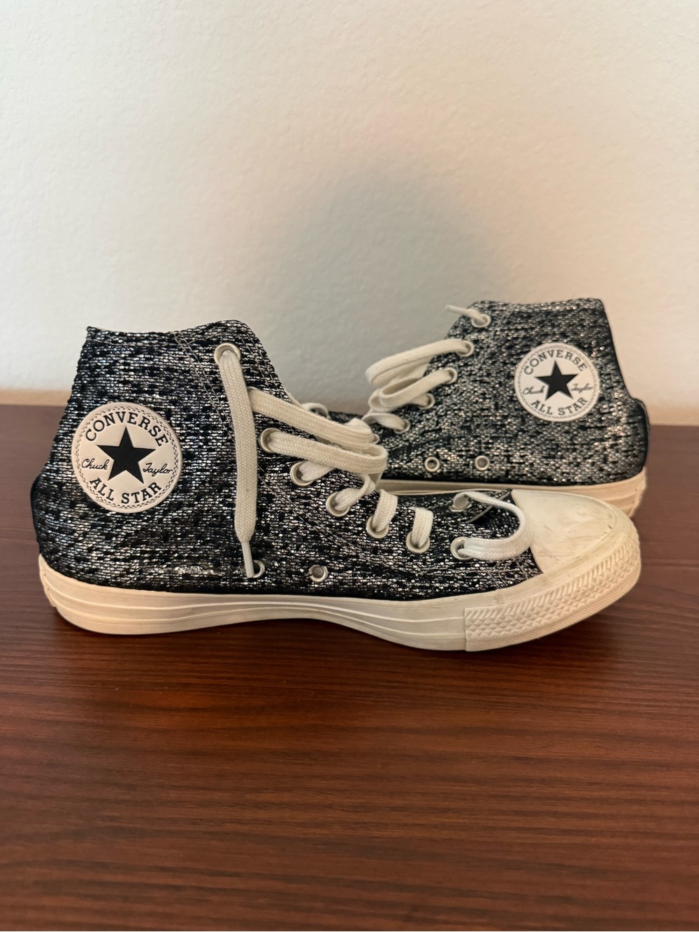 Converse Chuck Taylor All Star High Top Sneakers in Metallic Black/Silver